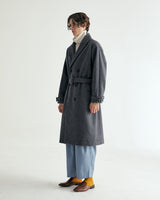 UNISEX BELTED WOOL DOUBLE COAT M - SHARKSKIN DARK GRAY (6636059328630)