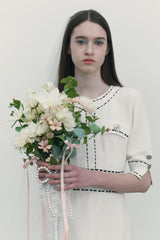 COLOR STITCH POINT KNIT DRESS [IVORY]