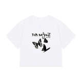 フォーデイアウトロゴバタフライクロップドTシャツ/FOR DAYOUT Logo Butterfly Cropped T-shirt