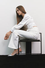 Glitter Tweed Pants White