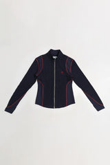 エアケーブルニットハーフ2WAYジップアップジャケット / AIR CABLE KNIT HALF 2WAY ZIP UP JACKET-NAVY LIGHT