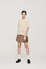 スモールチェリーニット半袖Tシャツ / UNI SMALL CHERRY SHORT SLEEVED KNIT KS [BEIGE]