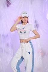 フライレタリングクロップTシャツ/TOP(9278) Fly Lettering Crop Tee
