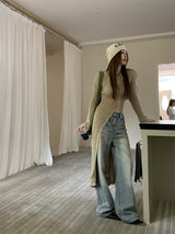 オートミールロングショートカーディガン