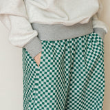 チェッカーボードバンディングパンツ/CHECKERBOARD BANDING PANTS_GREEN CREAM