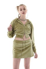 ベルベットクロップドフーディー/22 VELVET CROPPED HOODY