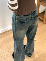 Chilla Cat Washing Y2K Semi Bootcut Denim Pants