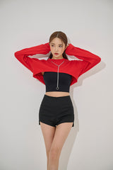 Yネックレス長袖クロップTシャツ/Y Necklace Long Sleeve Crop Tee(9187)