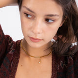 ロゴバーウィズドロップチェーンチョーカーネックレス/Logo bar with drop chain choker necklace