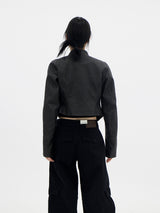 ピグメントウォッシュドレザージャケット/Pigment Washed Leather Jacket - Charcoal