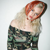 キャットペイズリーバンダナ / 1 2 cat paisley bandana - ORANGE