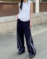 ナイロン配色ロングワイドスパントレーニングパンツ/marinet nylon coloring long wide spandex training pants