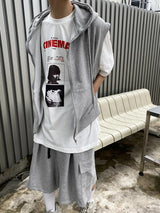 No.9585 C hood sleeveless ZIP-UP (3color)