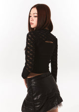 lace bolero hook top - black