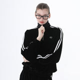 レイジーデイベルベットジップアップ/0 3 lazy day velvet zip-up top - BLACK