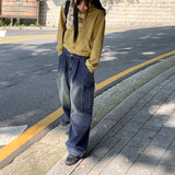 [MADE] Wooko Pintuck Cargo Back Banding Wide Denim Pants