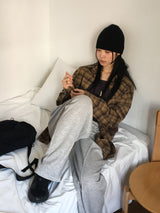 Gaten brushed check long-sleeved shirt