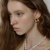 スクエアハートピアス/Square Heart Earrings_Gold