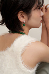 green onyx ball earring