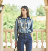 Sailor Lace Polka Dot Blouse (6643858505846)