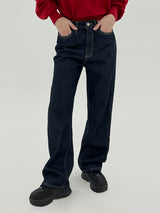 ローボタンブラッシュデニムパンツ/no.256 raw button brushed denim pants