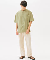ONE POCKET MINIMAL COLLAR OVERFIT SHIRT (NAVY) (6585497256054)