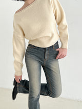 ソフトリップラインニット / Soft lip line knit (5color)