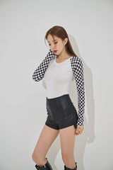 チェッカーボードクロップTシャツ/checkerboard crop tee(9183)