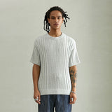 ブークレリブ ハーフスリーブニット/BOUCLE RIBBED HALF SLEEVE KNIT (LIGHT GREY)
