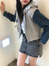 Arlo denim knit zip up