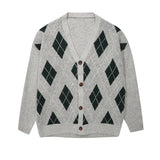 バルキーブラシアンドアーガイルカーディガン/Bulky Brush and Argyle Cardigan_3color