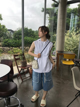 Slush denim half pants