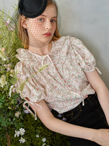 フローラルフリルピンクボタンブラウス / Floral Frill Pink Button Blouse