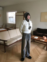 コルソングロッシーリブカラーコンビネーションショートパッディング