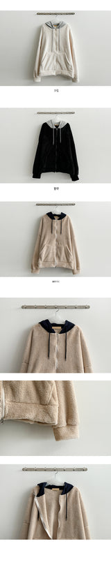 Cooman Color Coloring Wool Hooded Zip-Up