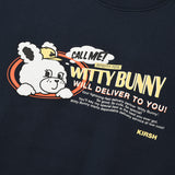 ウィティーバニーワーディングドロップスウェットシャツ／WITTY BUNNY WORDING DROP SWEATSHIRT [NAVY]