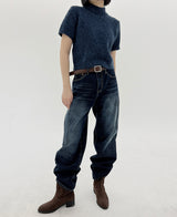 クラックディープダークブルーパンツ / No.520 Crack deep dark blue pants