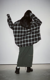 WASHED 2WAY ZIP SKIRT_KHAKI