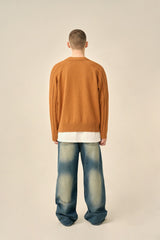 RAGLAN PATTERN BOOKLE CARDIGAN - BRICK