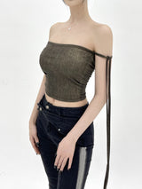 デニムフリーストラップトップ/802. Denim free strap top (3color)