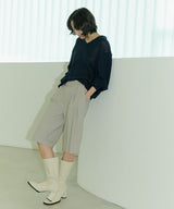 UNISEX PINTUCK STITCH BERMUDA PANTS W- LIGHT BEIGE (6689422868598)