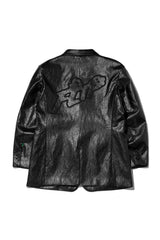 フリップクラックレザーブレザー / FLIP Crack Leather Blazer_Black (6678754295926)
