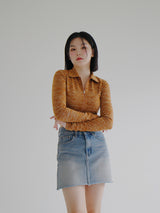ビーフカラージップアップTシャツ / Beef collar zip-up T-shirt (4color)