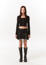 lace bolero hook top - black