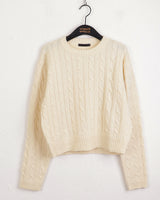Rolpe Twisted Cable Round Crop Long-Sleeved Knit