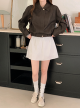 Classic Autumn Crop Leather Jacket (2color)