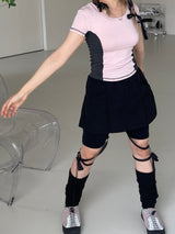 スポーティースパンデックスカラーマッチングスリムTシャツ / Sporty Spandex color matching Slim T-shirt