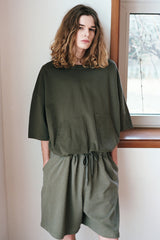 SOLAR PIGMENT 1/2 WIDE SWEAT PANTS (Khaki) (6680167350390)