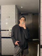 レイトンピグメントオーバーサイズフィットウォッシングスリット長袖Tシャツ / Layton Pigment Oversized Fit Washing Slit Long Sleeve Tee (5 colors)
