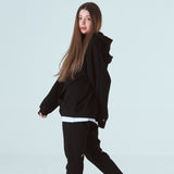 オーバーフィットプリンティングフードジップアップ/OVERFIT PRINTING HOOD ZIP-UP-BLACK